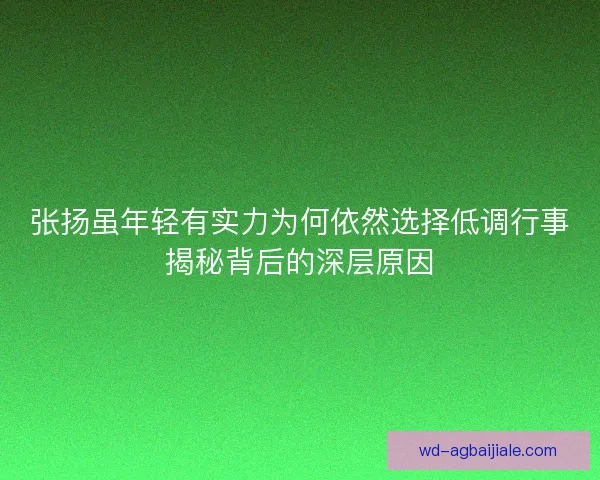 张扬虽年轻有实力为何依然选择低调行事揭秘背后的深层原因 张扬虽年轻有实力为何依然选择低调行事揭秘背后的深层原因