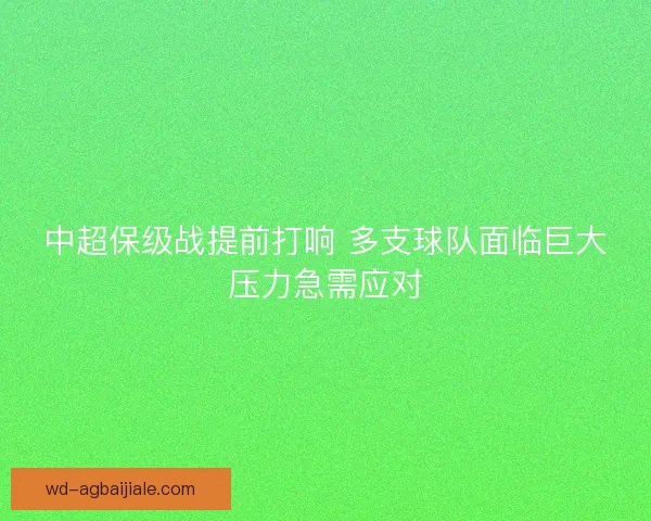 中超保级战提前打响 多支球队面临巨大压力急需应对 中超保级战提前打响 多支球队面临巨大压力急需应对