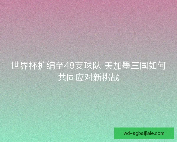 世界杯扩编至48支球队 美加墨三国如何共同应对新挑战 世界杯扩编至48支球队 美加墨三国如何共同应对新挑战