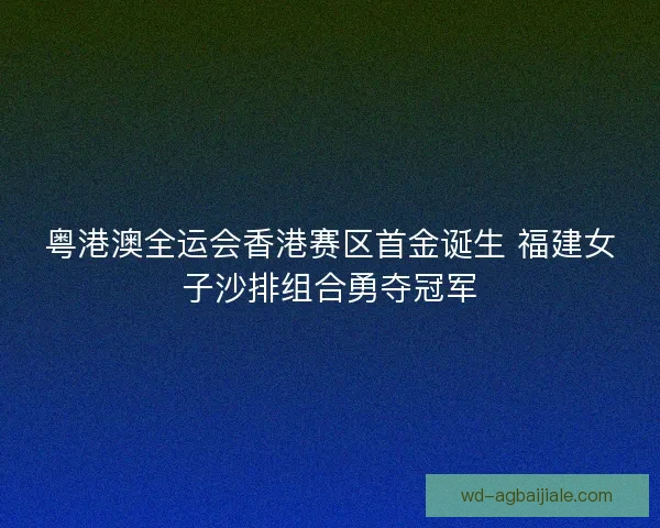 粤港澳全运会香港赛区首金诞生 福建女子沙排组合勇夺冠军 粤港澳全运会香港赛区首金诞生 福建女子沙排组合勇夺冠军